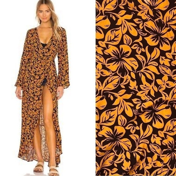 NWT Maaji Sunset Elixir Kimono Wrap Cover Up Long Floral Dress - Picture 2 of 13